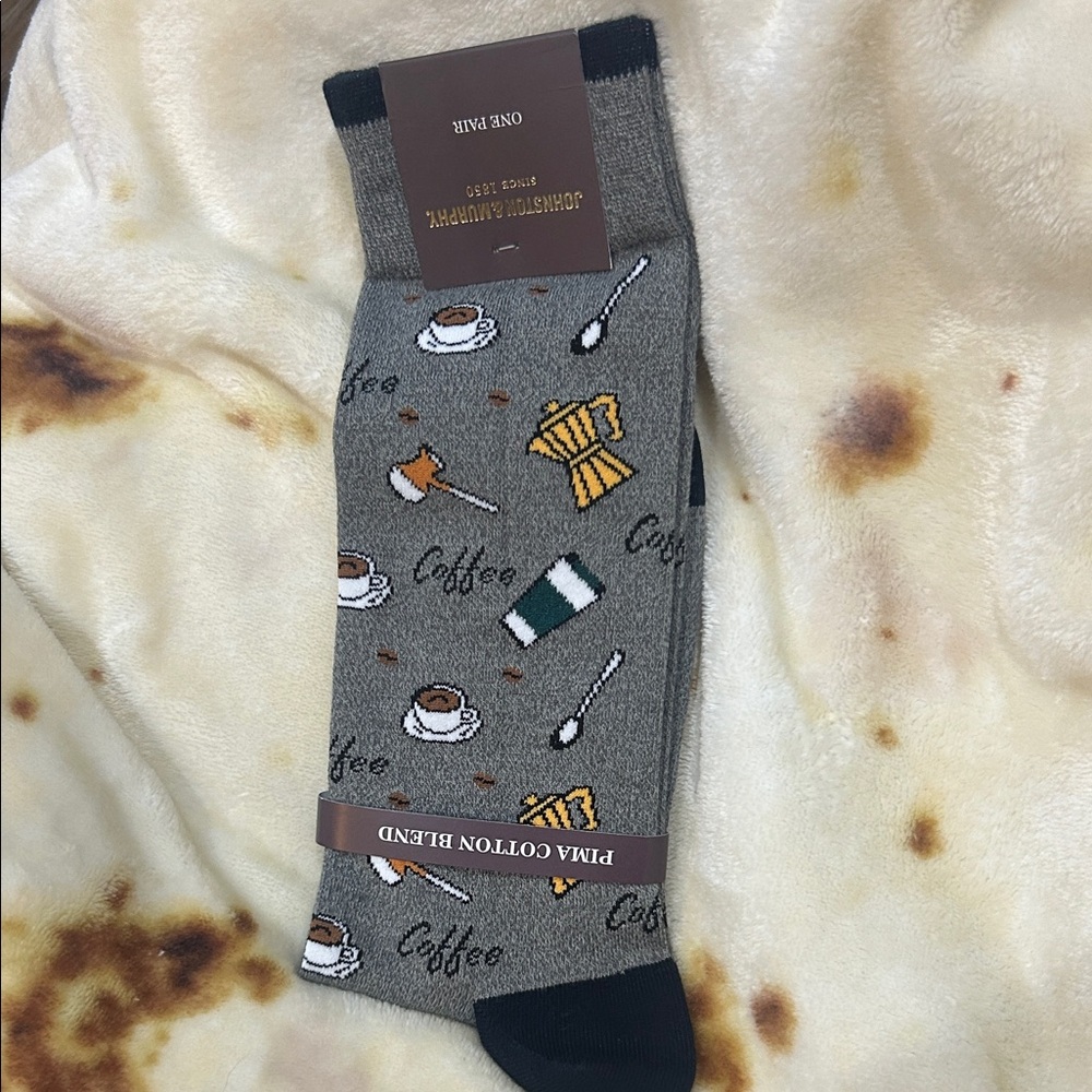 Johnston & Murphy Coffee Design Men's Socks - Black and Gray